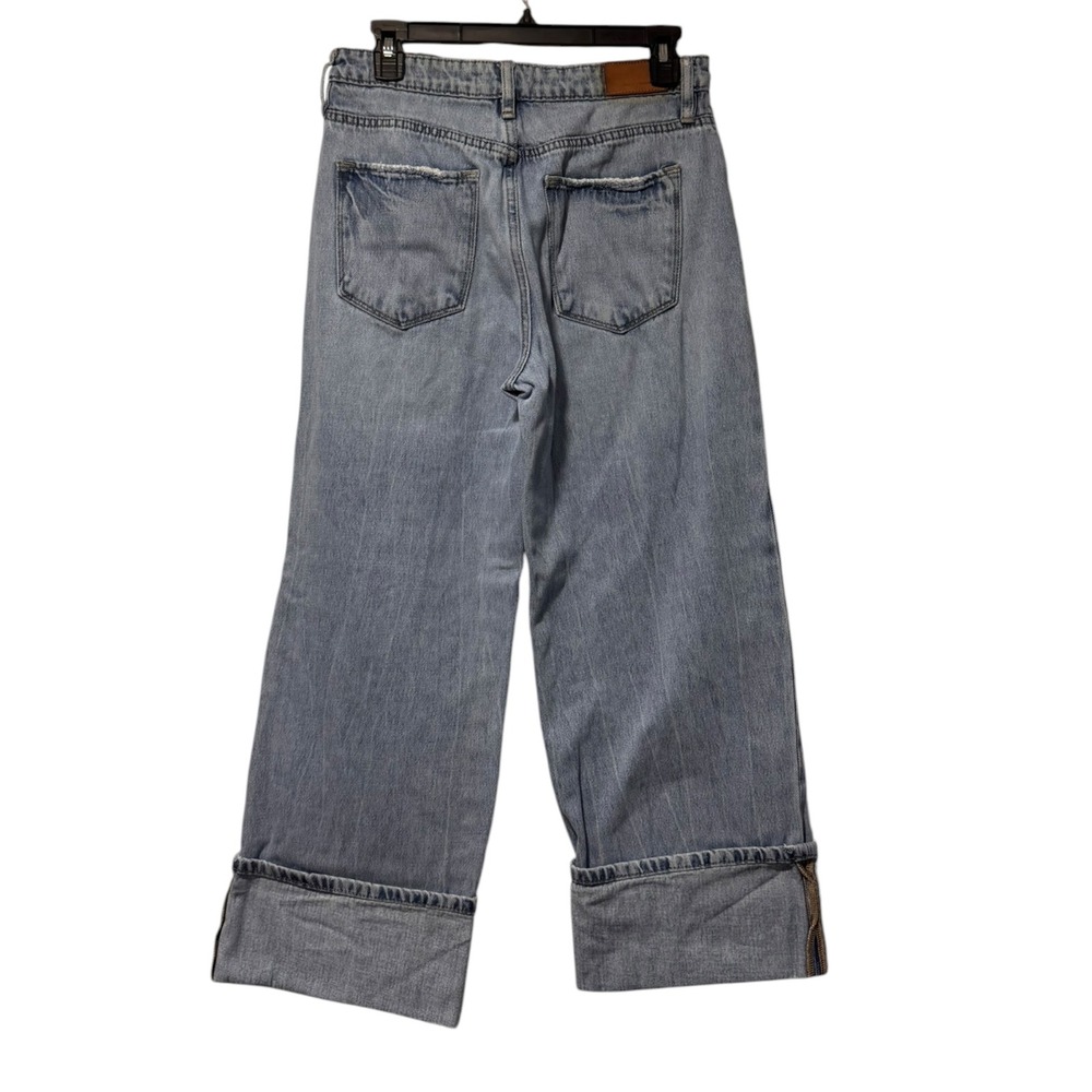 Dear John Women's Light Wash Wide Leg Cropped Cuffed Denim Jeans Size 28 - Picture 6 of 14